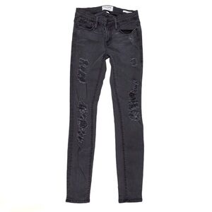 Frame Denim Gray Distressed "Le De Skinny Jeanne"